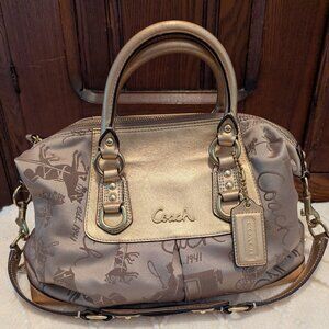 Coach Horse & Carriage Ashley Gold/beige Purse F15540